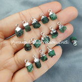 Emerald Pendant Connectors, Rough Connectors, Electroplated Single Bail Connectors, Natural Raw Emerald, Sold By Piece